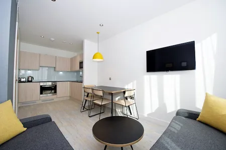Bright living area at Manchester Piccadilly Aparthotel