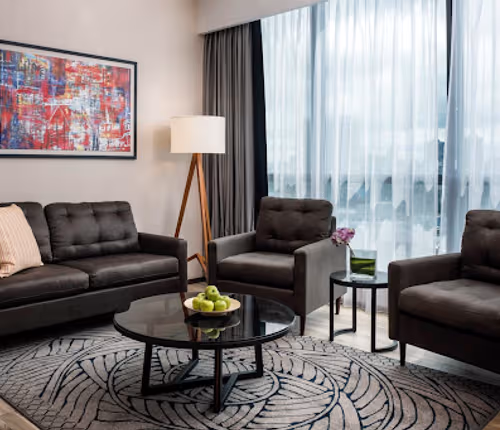 Simplistic living area in Sekyen Uptown Serviced Apartment