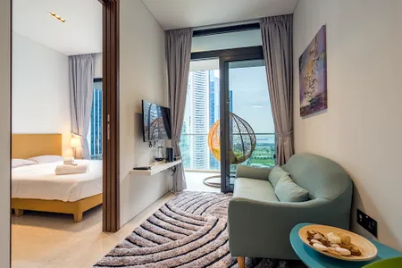 living space at Robinson Rd Apartments, Marina Bay