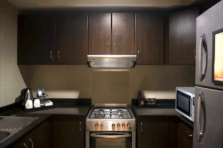 Fully equipped kitchen at Tecom Street Serviced Apartments, Sheikh Zayed Road