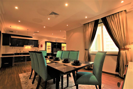 Dining space at Al Salmiah Street Apartments