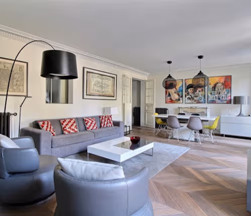 Living area at Boulevard de La Tour Maubourg Serviced Apartment, Palais-Bourbon