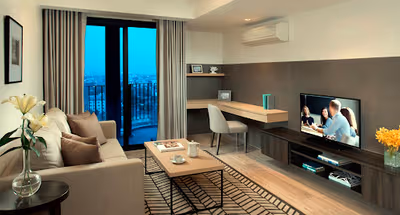 Stunning living area in Somerset Ekamai Bangkok