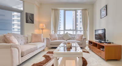 Spacious living area at Torch Tower Serviced Apartments, Dubai Marina