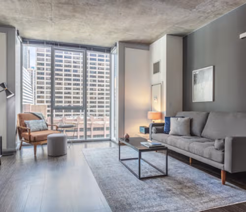 Living area at West Lake Street #1803 Serviced Apartment, The Loop
