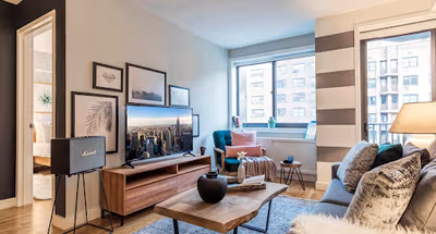 Bright living area at West 15th Street Furnished Apartment, Chelsea