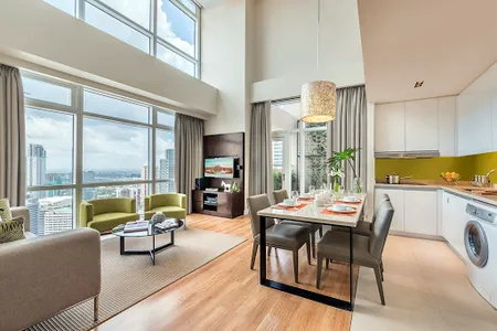 Stunning living area in Citadines Salcedo Makati