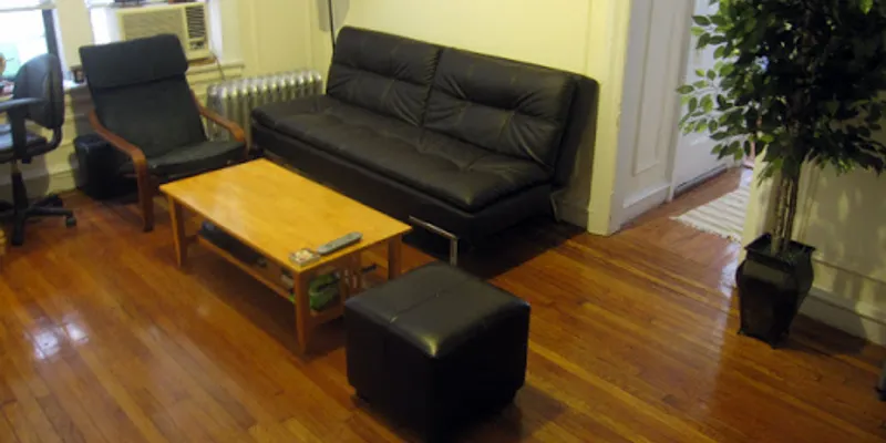Bright living area at West 55th Street Apartment