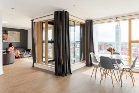 Stunning living area in Northern Quarters Serviced Apartments in Manchester