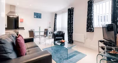 Living room at Epsom apartment