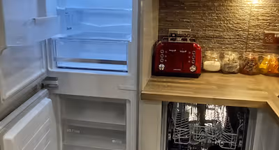 Fully equipped kitchen in 2 bed at Abbey Court