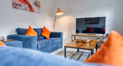 Living area at Modern 4 Bedroom Apartment