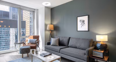 Bright living area at W. Randolph Street #2020 Serviced Apartment, The Loop