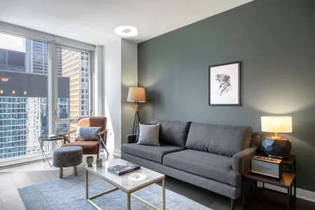 Bright living area at W. Randolph Street #2020 Serviced Apartment, The Loop