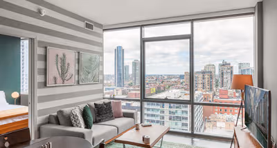 Bright living area at North Wells Street #1801 Serviced Apartment, River North
