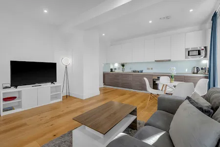 Living area at Heathrow Central Apartments by MySquare