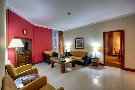 Living area at Al Muraqqabat Street Serviced Apartments
