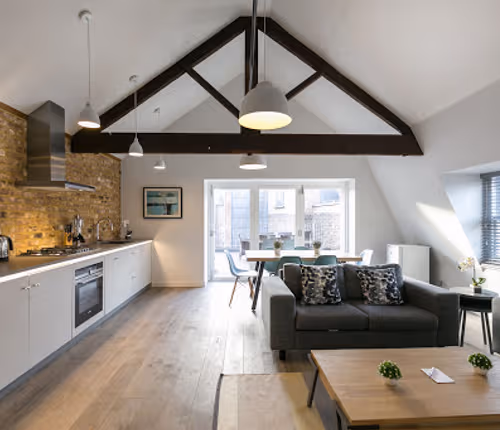 Spacious living area at Rathbone Pl