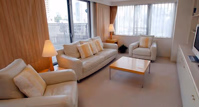 Cosy living area in Nagasaka Serviced Apartment
