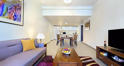 living space at Diplomatic Street Apartments