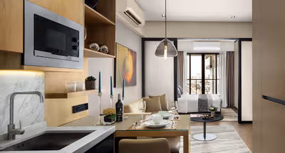 Bright living area at Somerset Norodom Phnom Penh