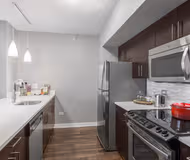 Fully equipped kitchen at North Wabash Street #1607 Serviced Apartment, Gold Coast