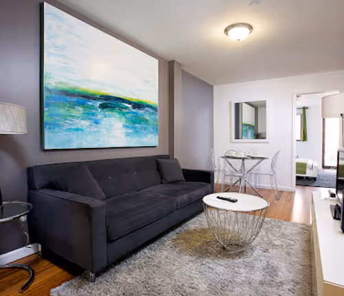 Living room at Murray Hill apartment
