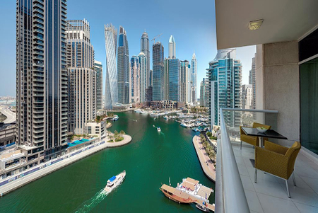 View from Balcony at Al Emreef Street Serviced Apartments, Dubai Marina