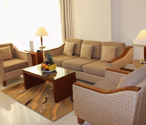 Living area at Al Rawda Arjaan Serviced Apartments, Nahyan Camp