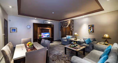 Living room at North Riyadh apartment