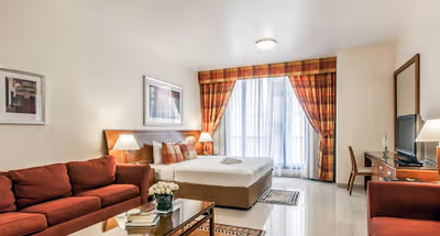 Living area at Mankhool 15A Street Serviced Apartments, Bur Dubai