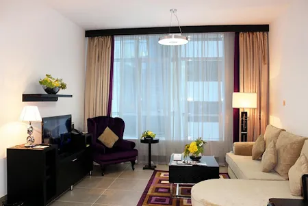 Bright living area at Al Nahyan Camp Serviced Apartments, Al Nahyan Camp