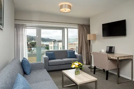 Living room at Quest Petone