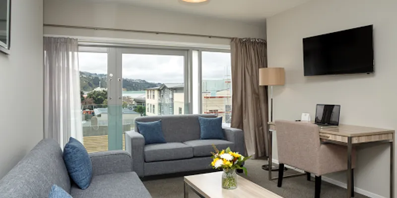 Living room at Quest Petone