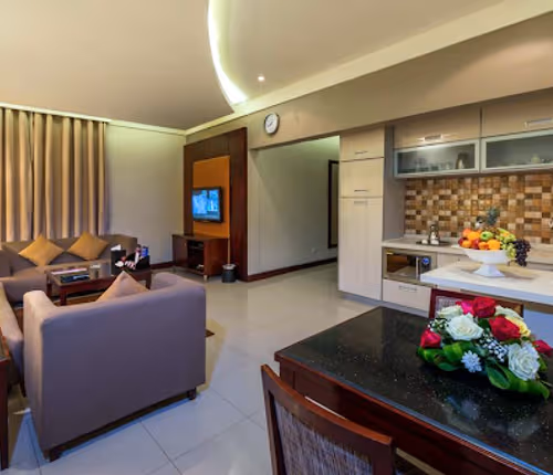 living space at Al Shatea Apartments