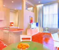 Luxury dining space at Flinders Street Apartments, Melbourne