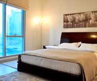 Master bedroom at Marina Promenade Residences Serviced Apartments, Dubai Marina
