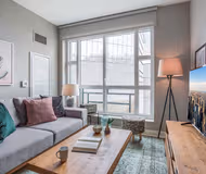 Living area at Hudson Yards New York Apartments apartment