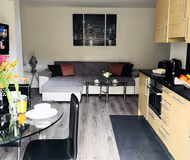 Bright living room at Studios on Glenthorne Road in Hammersmith