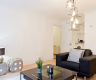 Living room at South Dock apartment