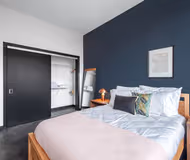 Master bedroom at North Milwaukee #502 Serviced Apartment, Bucktown