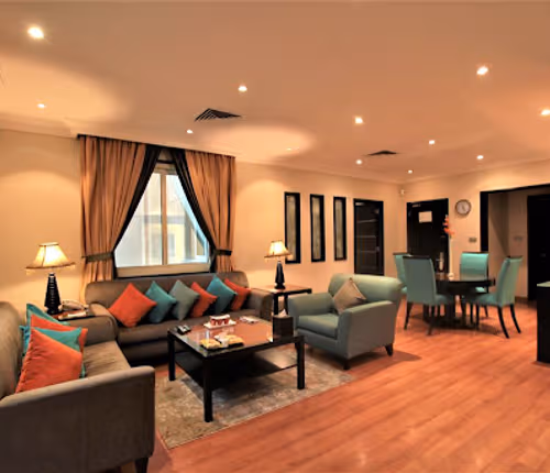 Living area at Al Salmiah Street Apartments