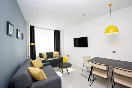 Spacious living area at Manchester Piccadilly Aparthotel