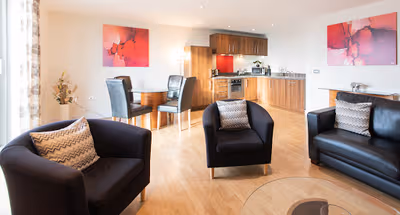 Living area at Apartments on Commercial Street near British School