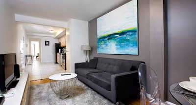 Living room at Murray Hill apartment