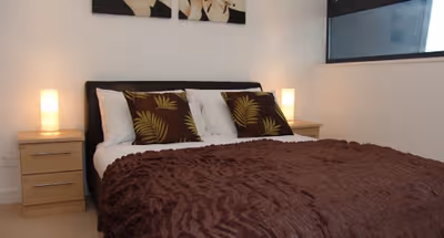 Luxury bedroom at Media City Apartments in Salford Manchester