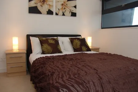 Luxury bedroom at Media City Apartments in Salford Manchester
