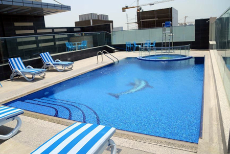 Pool side at Al Barsha apartment