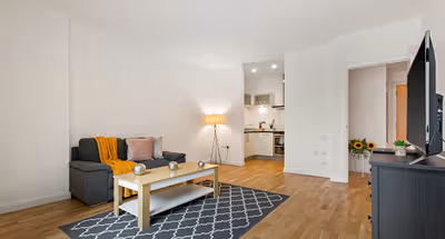 Living room at South Quay Serviced Apartments by MySquare