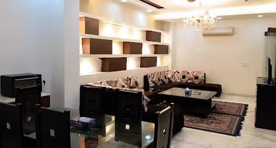 Simplistic living area in Green Park Studio Apartments